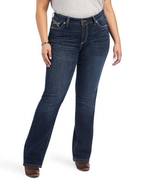 Ariat Women's R.E.A.L. Medium Wash Mid Rise Lexi Slim Stretch Bootcut Jeans - Plus , Blue, hi-res