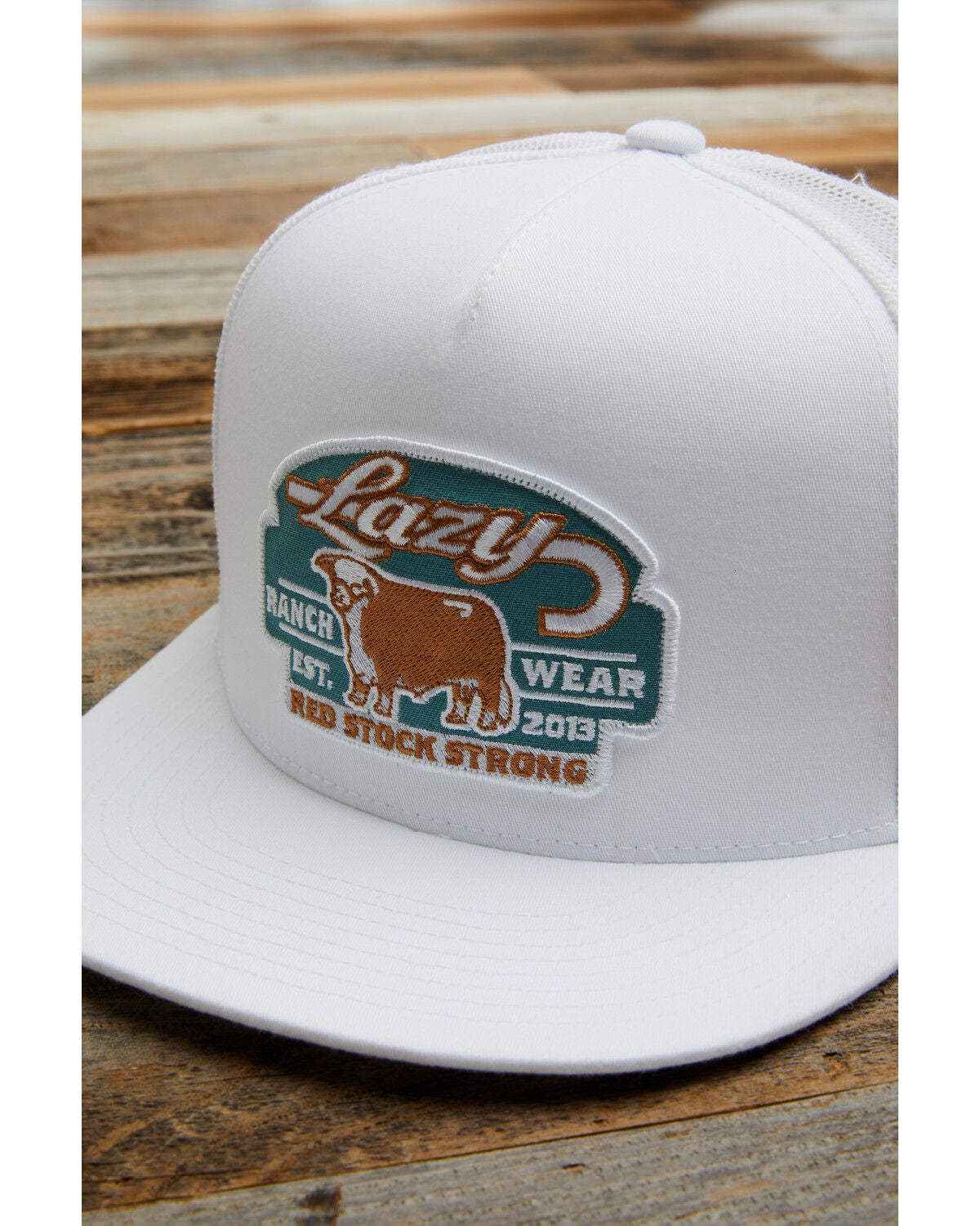 Image #2 - Lazy J Ranchwear Men's Red Stock Ball Cap, White, hi-res