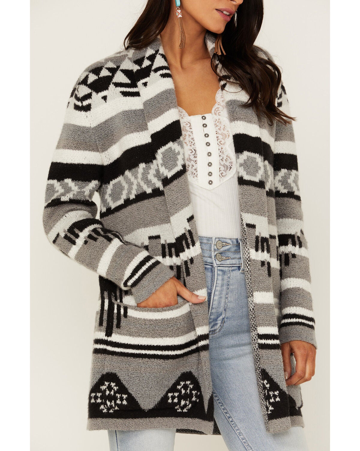womens black knitted cardigan