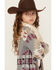 Image #2 - Shyanne Girls' Southwestern Print Fur Trim Cardigan, Slate, hi-res