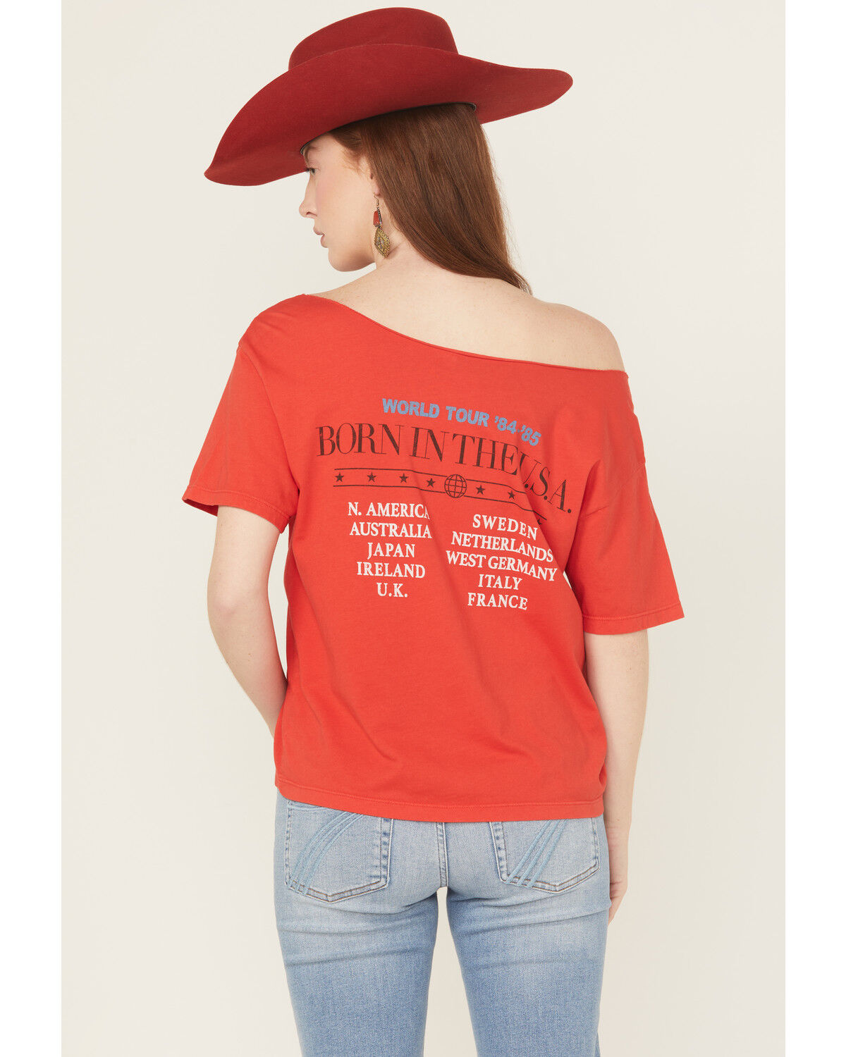 Image #4 - Day Dreamer Women's Bruce Springsteen Born In The USA Short Sleeve Graphic Tee, Red, hi-res