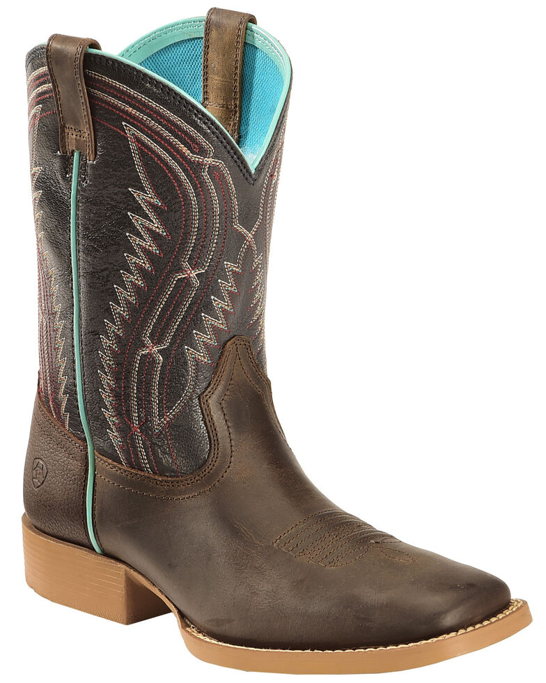 Ariat Girls' Brown Chute Boss Boots - Wide Square Toe , Brown, hi-res