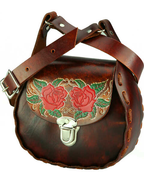 Western Express Women's Brown Floral Leather Shoulder Bag , Brown, hi-res