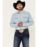 Wrangler Retro Men's Long Sleeve Denim Snap Shirt, Light Blue, hi-res