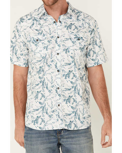 Image #3 - Moonshine Spirit Men's Vineyard Floral Print Short Sleeve Snap Western Shirt , White, hi-res
