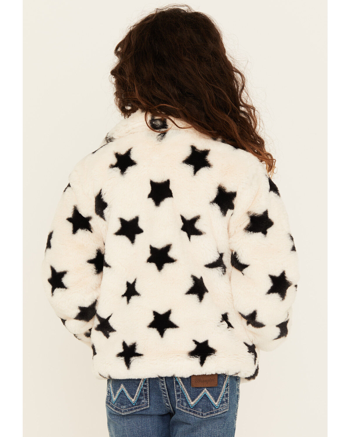 Image #4 - Urban Republic Girls' Star Print Faux Fur Moto Jacket, Cream, hi-res