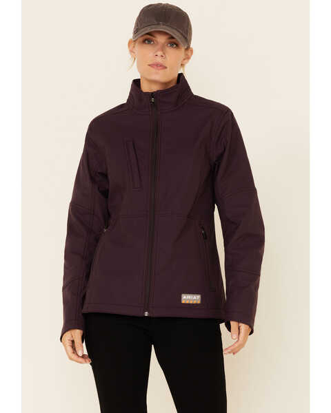 Image #1 - Ariat Women's Rebar Stitch Softshell Zip-Front Work Jacket, Purple, hi-res