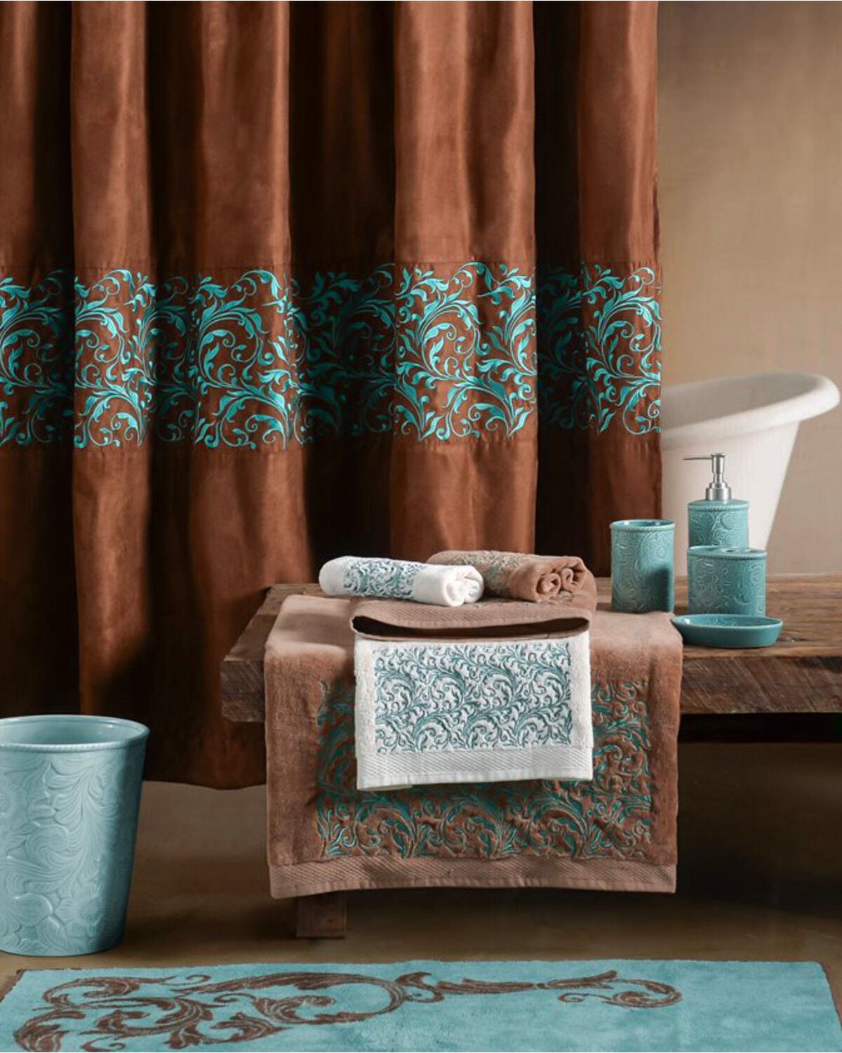 HiEnd Accents Wyatt Scroll Shower Curtain