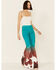 Image #1 - Ranch Dress'n Women's Jade Cowhide Print Super Flare Jeans, Jade, hi-res