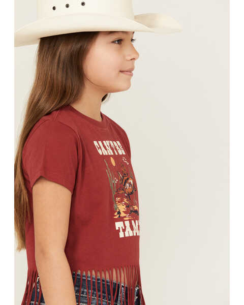 Image #2 - Shyanne Girls' Can't Be Tamed Fringe Graphic Tee, Brick Red, hi-res