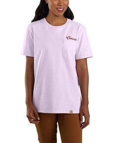 Carhartt Women's Amethyst Fog Logo Graphic Short Sleeve Work Pocket Tee , Purple, hi-res