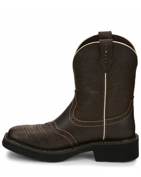 Image #3 - Justin Women's Mandra Brown Western Boots - Square Toe, Dark Brown, hi-res