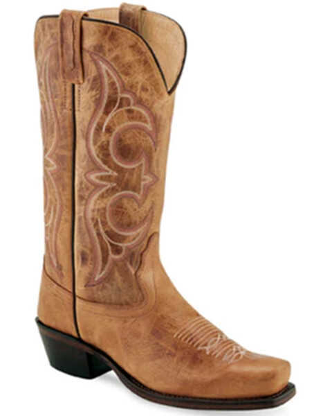 Old West Women's Western Boots - Square Toe , Tan, hi-res