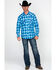 Image #6 - Rock & Roll Denim Men's Crinkle Washed Yarn Dye Plaid Long Sleeve Western Shirt, Blue, hi-res
