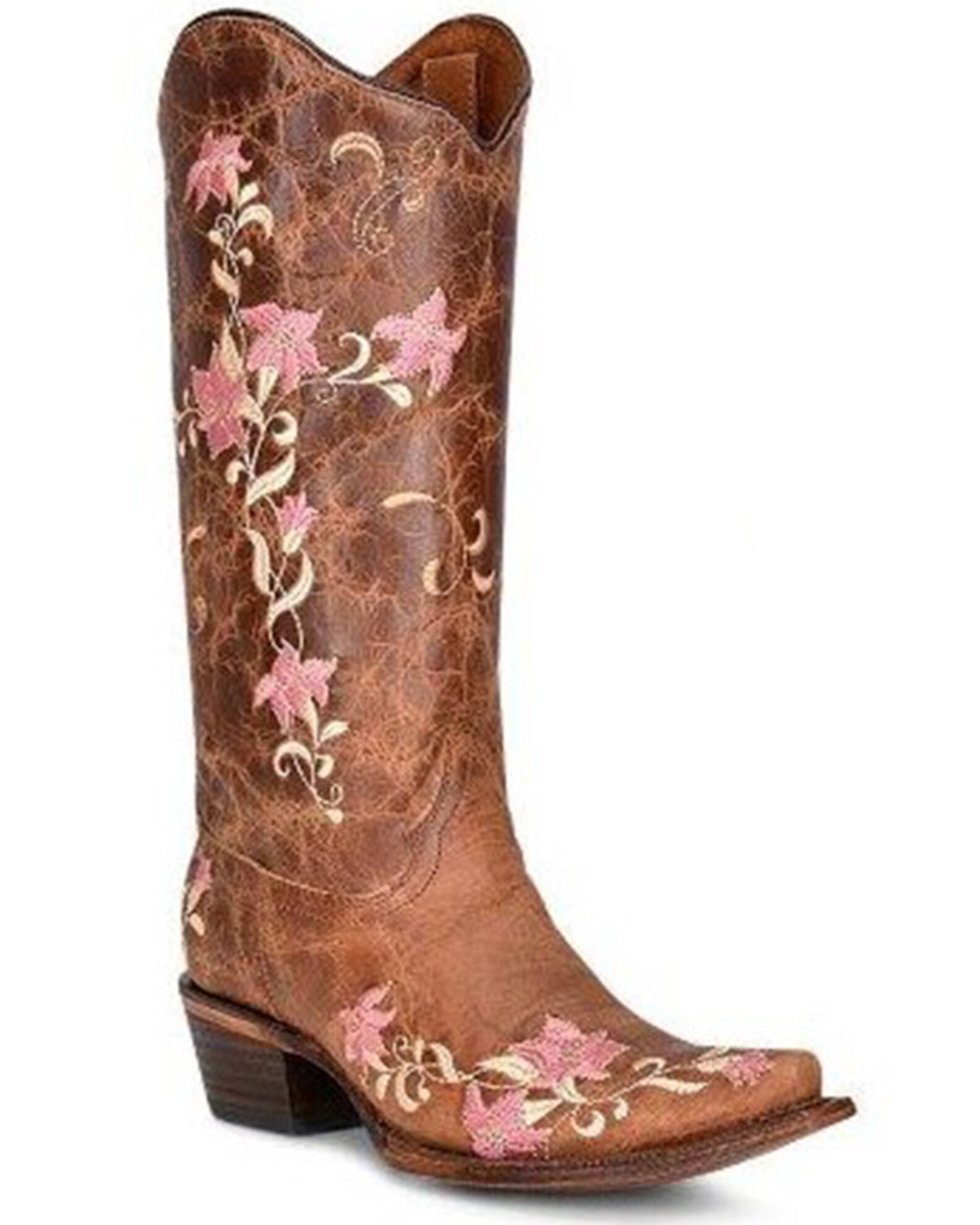Corral Women s Floral Embroidered Tall Western Boots Snip Toe