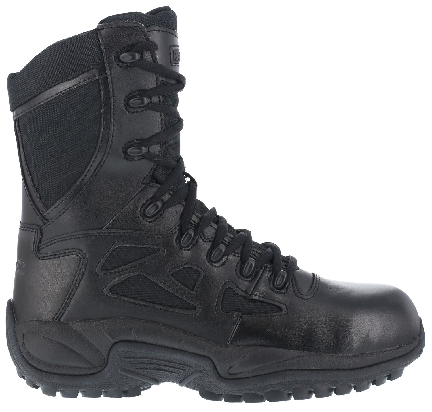 Image #3 - Reebok Men's Stealth 8" Lace-Up Black Side-Zip Work Boots - Soft Toe, Black, hi-res