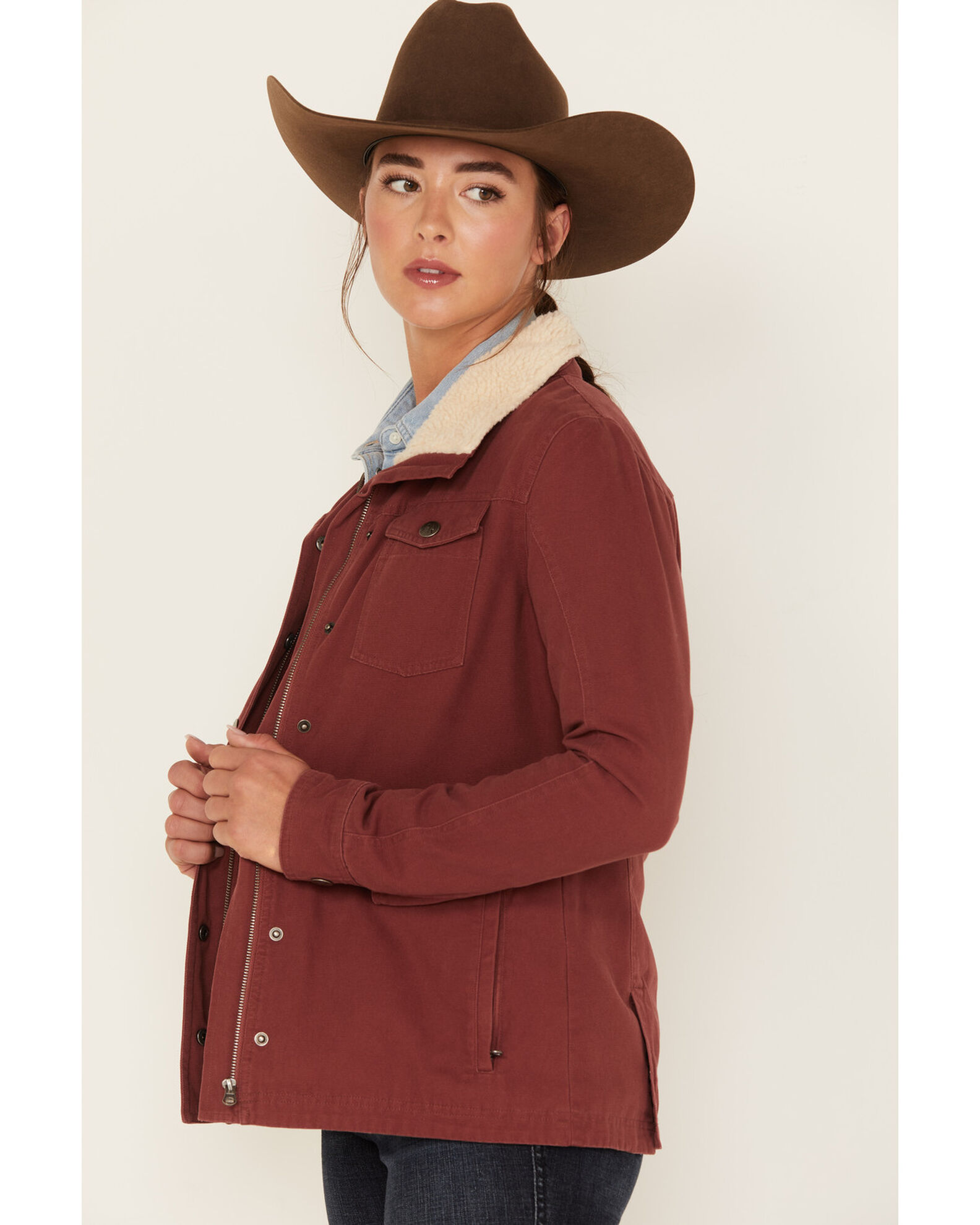 Womens sherpa lined military jacket top