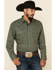 Resistol Men's Green Casper Geo Print Long Sleeve Western Shirt , Green, hi-res