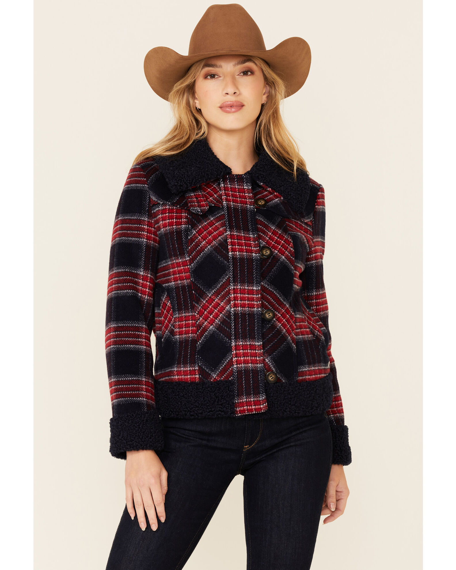 Powder river plaid wool coat clearance