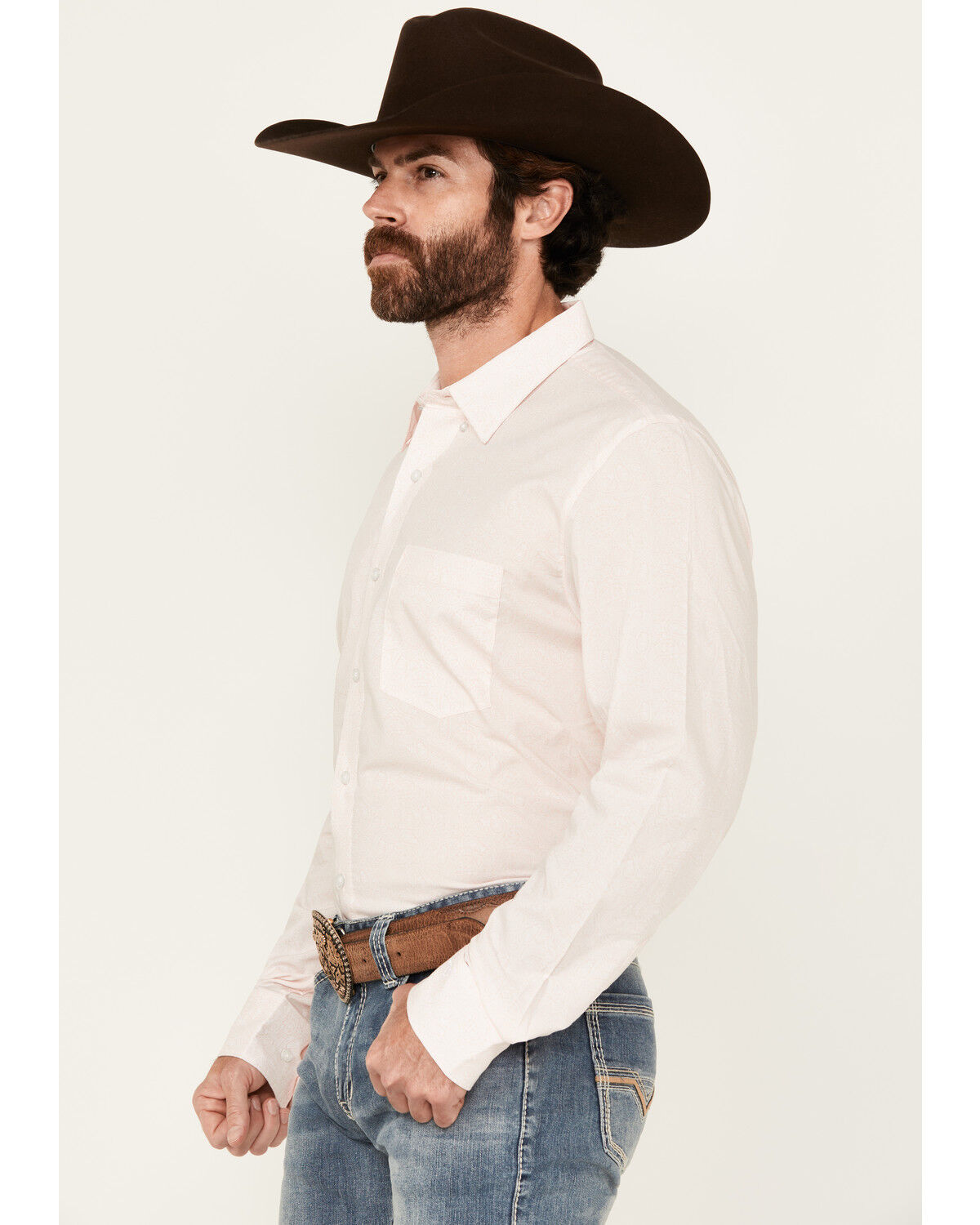 Image #2 - Wrangler X Cody Johnson Men's Paisley Print Long Sleeve Button-Down Western Shirt, Pink, hi-res
