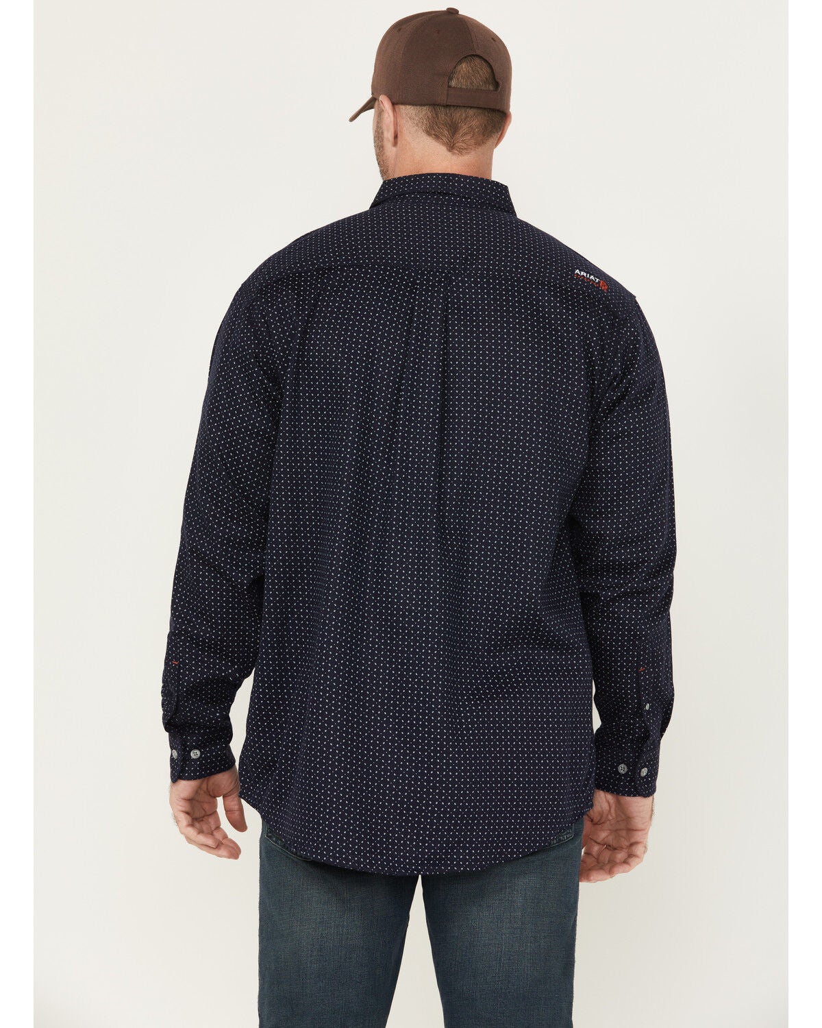 Image #4 - Ariat Men's FR Lever Printed Long Sleeve Button-Down Work Shirt, Navy, hi-res