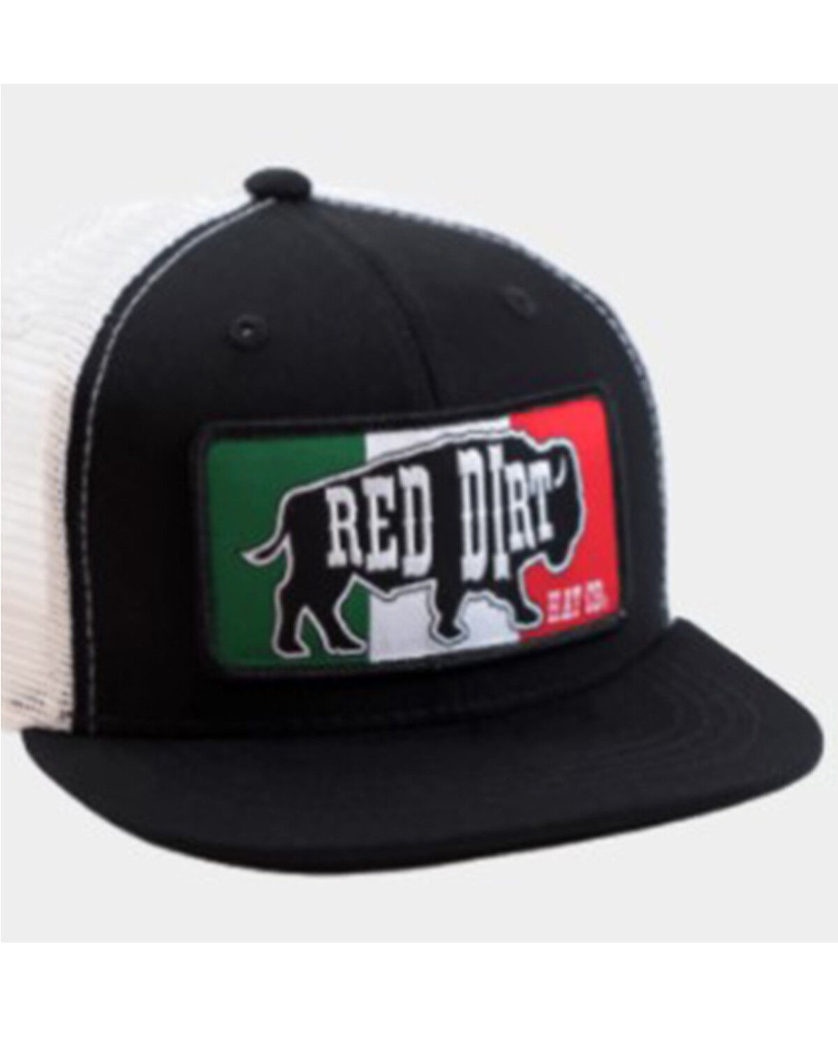 Image #1 - Red Dirt Hat Kid's Mesh Back Mexican Flag Patch Cap, Black, hi-res
