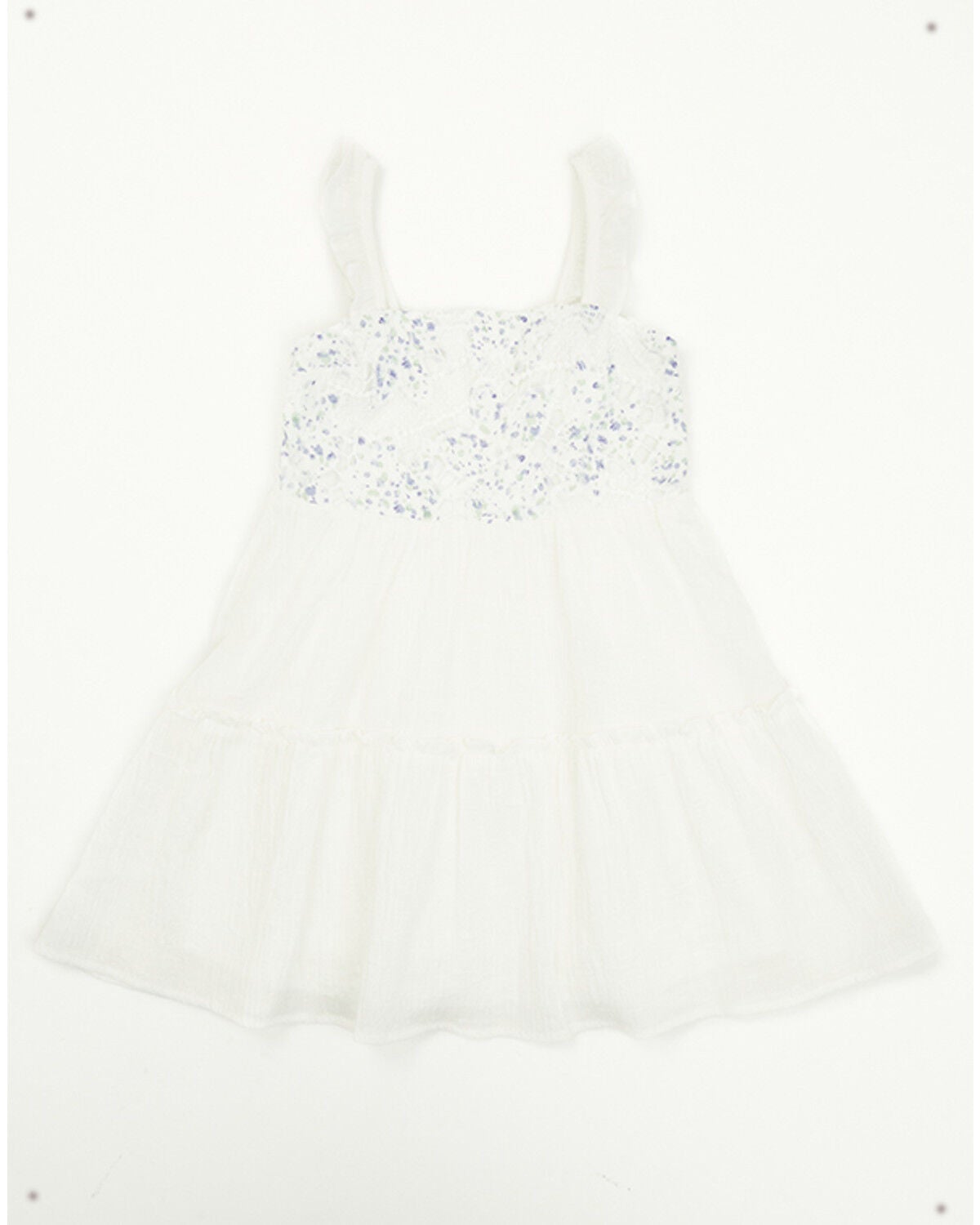 Yura Toddler Girls' Floral Patched Crochet Dress, Blue, hi-res