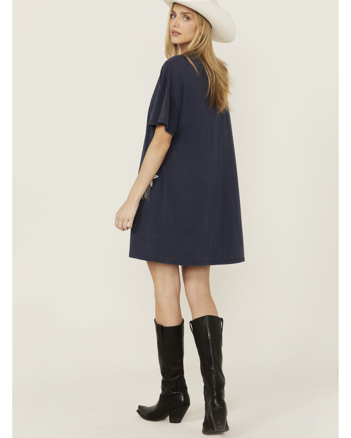 Image #4 - Rock & Roll Denim Women's Sequins Star Short Sleeve T-Shirt Mini Dress, Blue, hi-res