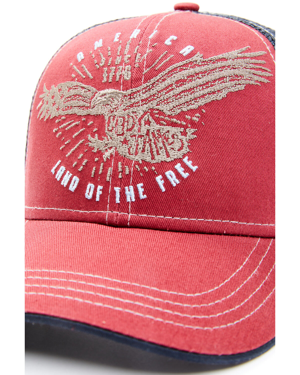 Image #2 - Cody James Men's Land Of The Free Embroidered Ball Cap, Red, hi-res