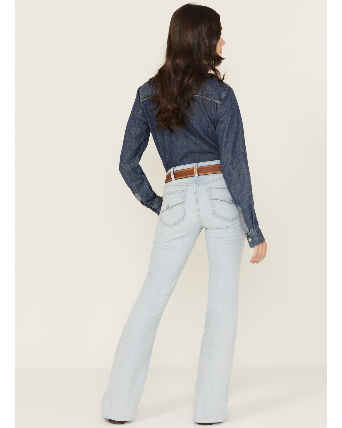 Image #1 - Ariat Women's June Light Wash Perfect Rise Flare Stretch Denim Jeans, Light Wash, hi-res