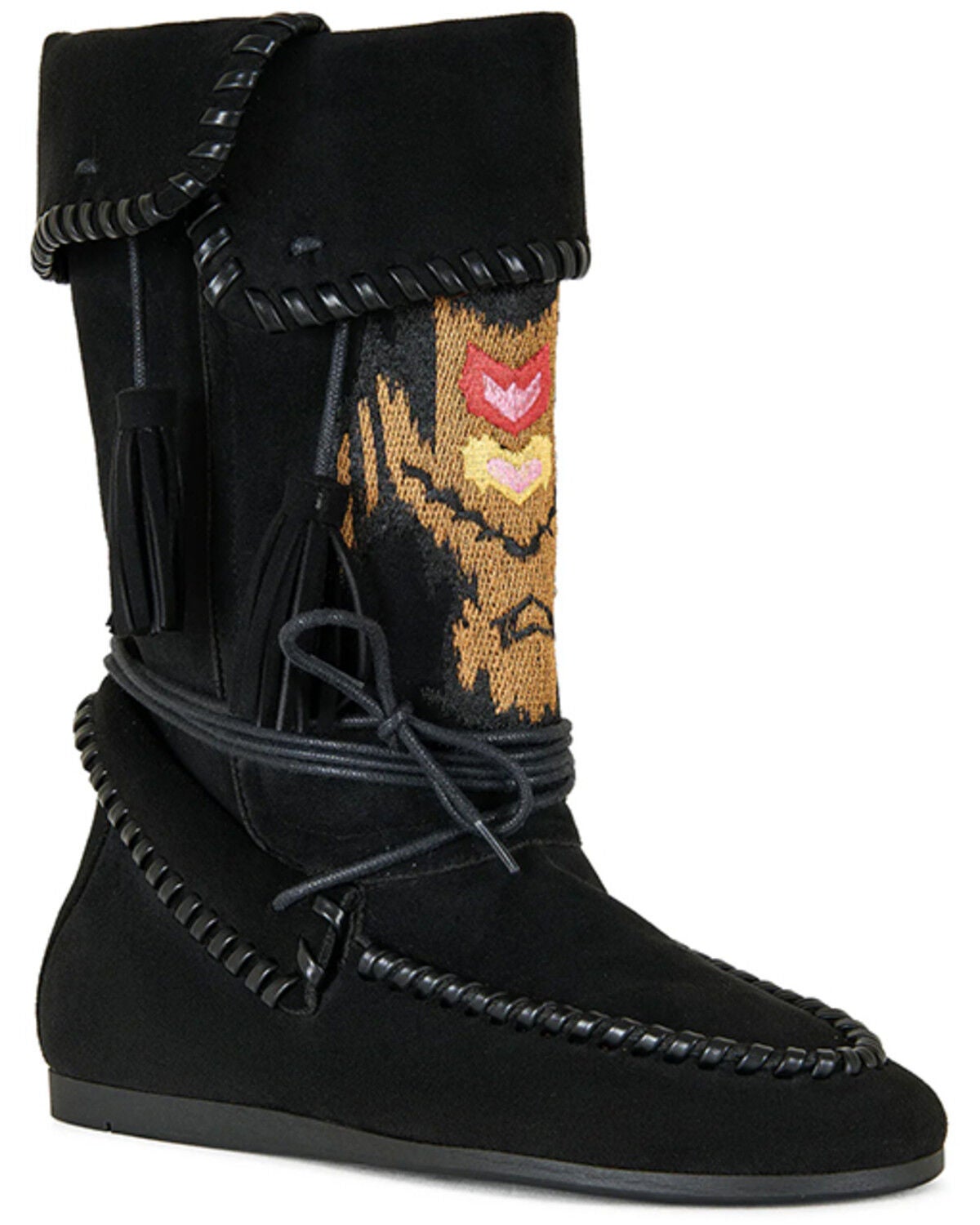 Azalea Wang Women's Weret Moccasin Boots - Moc Toe, Black, hi-res