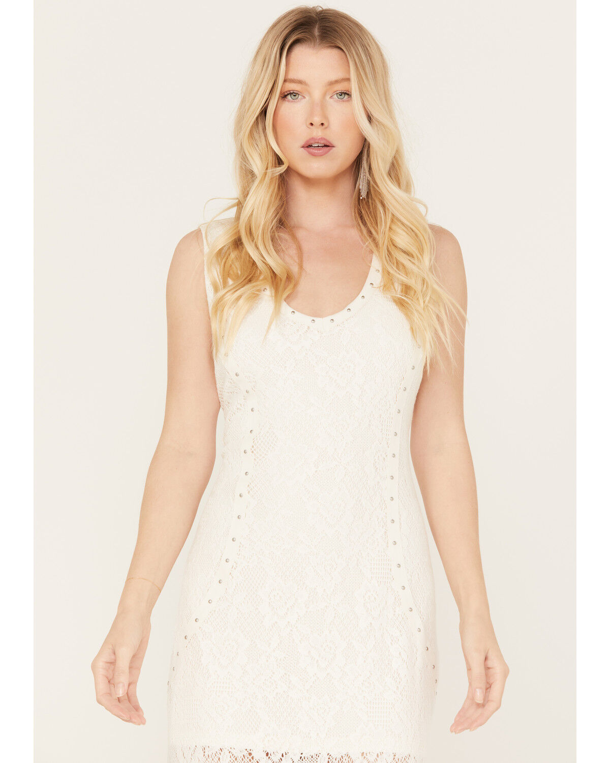 Image #2 - Idyllwind Women's Jasira Rocker Studs and Lace Mini Dress, Ivory, hi-res