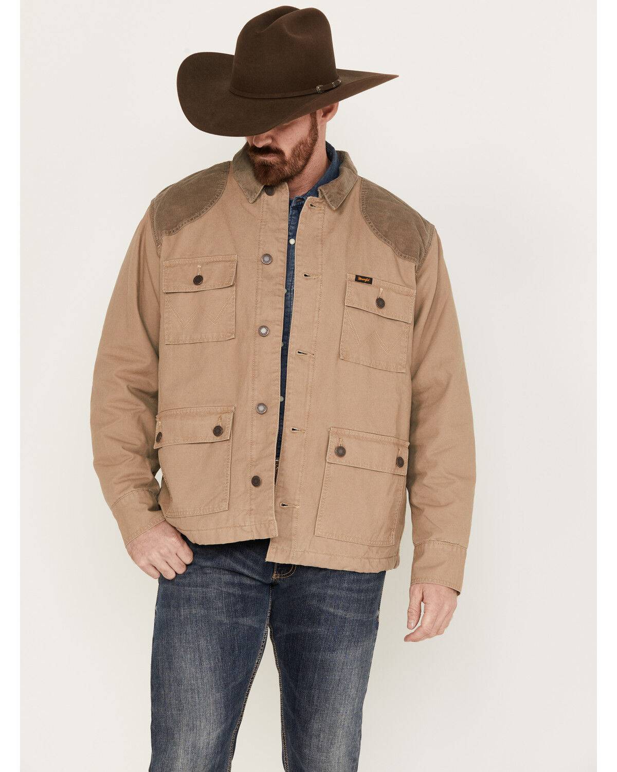 Image #1 - Wrangler Men's Quilted Flannel Lined Western Barn Coat, , hi-res