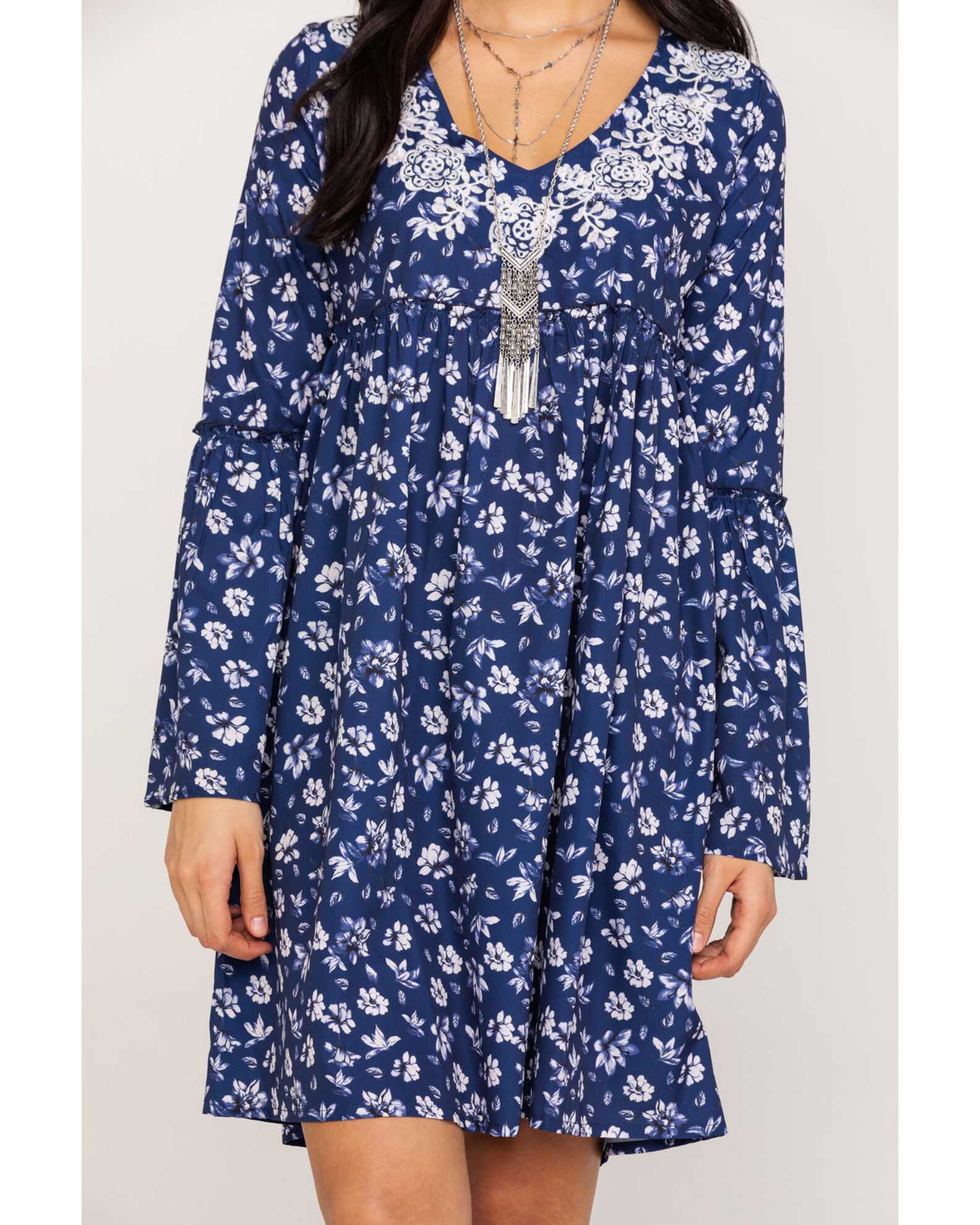 Image #4 - Roper Women's Floral Print Mini Dress, Blue, hi-res