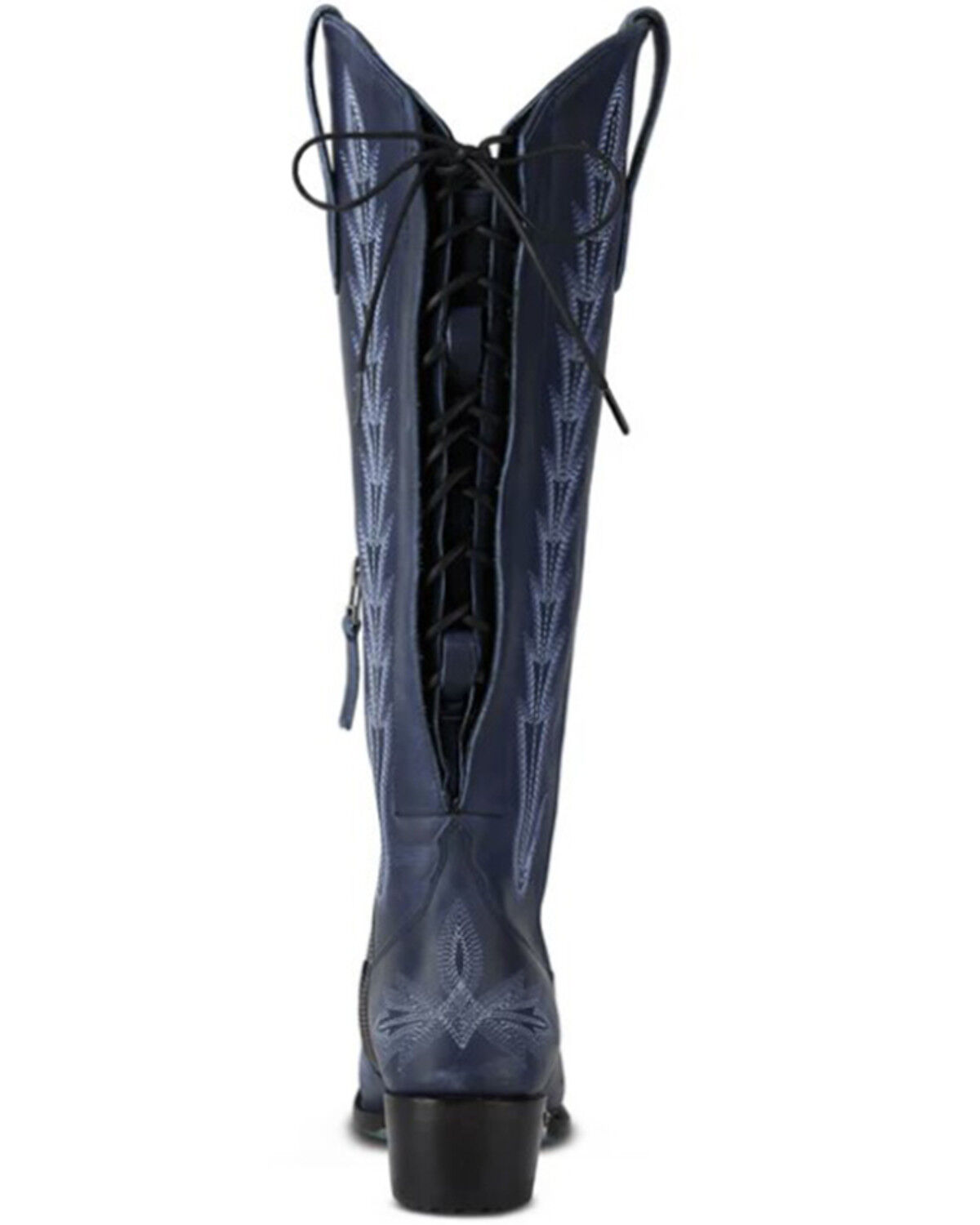 Image #5 - Lane Women's Lexington Knee High Corset Western Boots - Snip Toe, Navy, hi-res