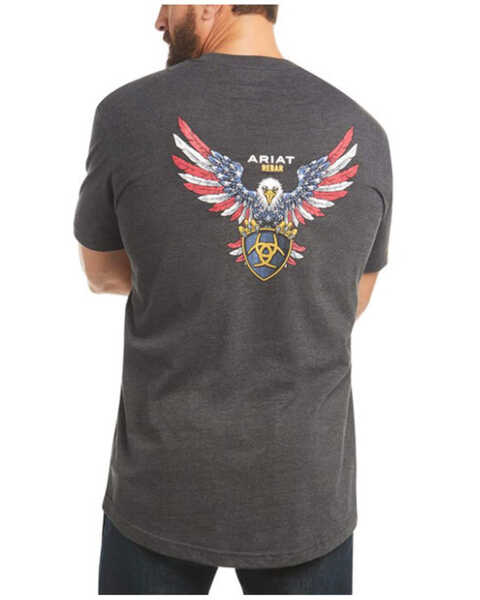 Image #2 - Ariat Men's Charcoal Heather Rebar Cotton Strong American Raptor Graphic Work T-Shirt, Charcoal, hi-res