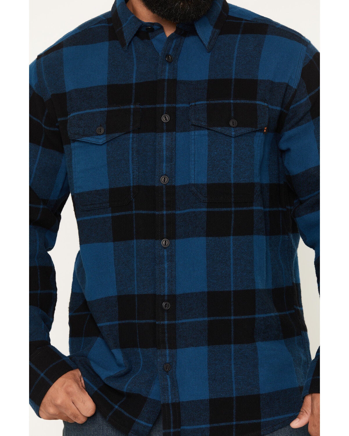 Image #3 - Hawx Men's Bull Plaid Print Long Sleeve Button-Down Flannel Shirt, Navy, hi-res