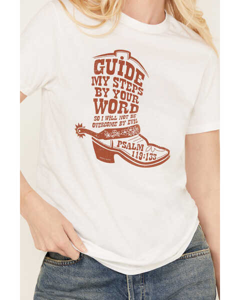 Image #2 - Kerusso Women's Guide My Steps Short Sleeve Graphic Tee, White, hi-res