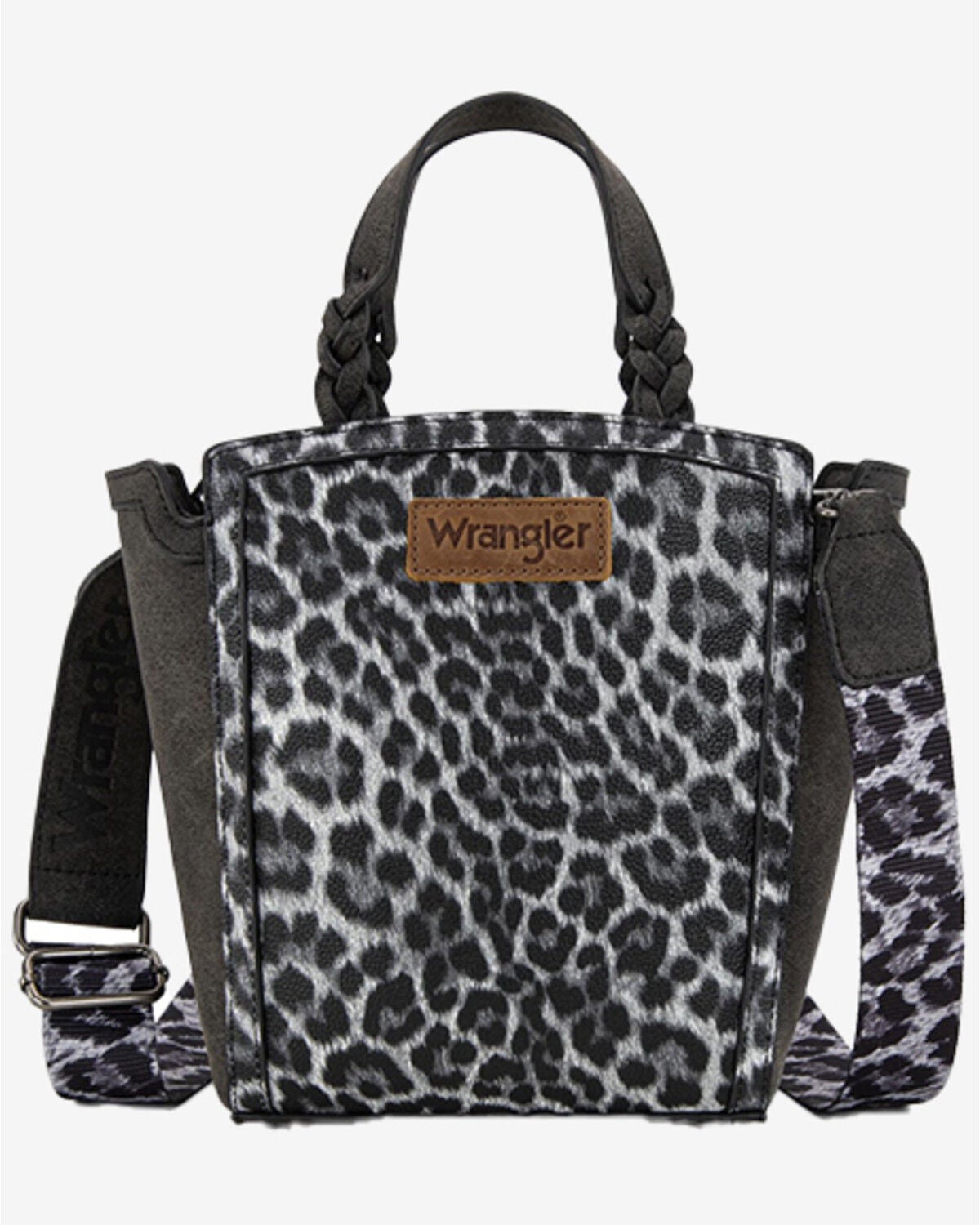 Wrangler Women's Leopard Print Crossbody Tote, Black, hi-res