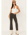 Image #1 - Shyanne Women's Plaid Print Flare Pants, Charcoal, hi-res