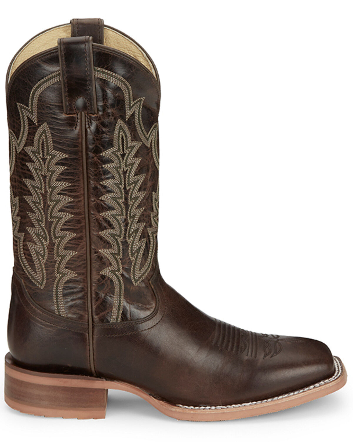 Image #2 - Justin Men's Lyle Umber Western Boots - Broad Square Toe, Dark Brown, hi-res