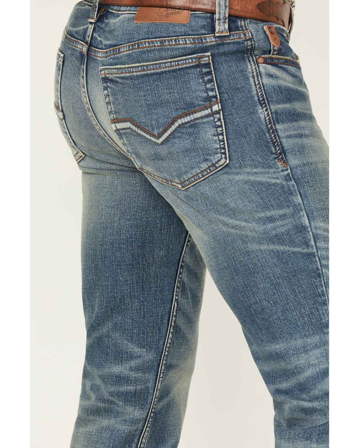 Image #4 - Moonshine Spirit Men's Twister Medium Wash Slim Straight Stretch Denim Jeans, Medium Wash, hi-res