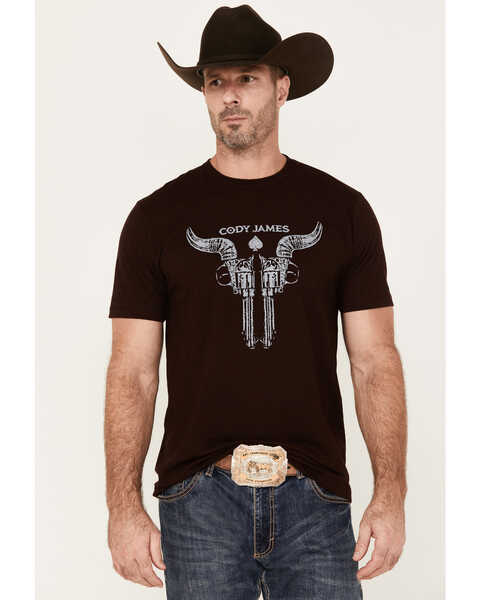 Cody James Men's Bullhead Guns Short Sleeve Graphic T-Shirt, Burgundy, hi-res