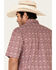 Rough Stock By Panhandle Men's Maroon Medallion Print Short Sleeve Western Shirt , Wine, hi-res