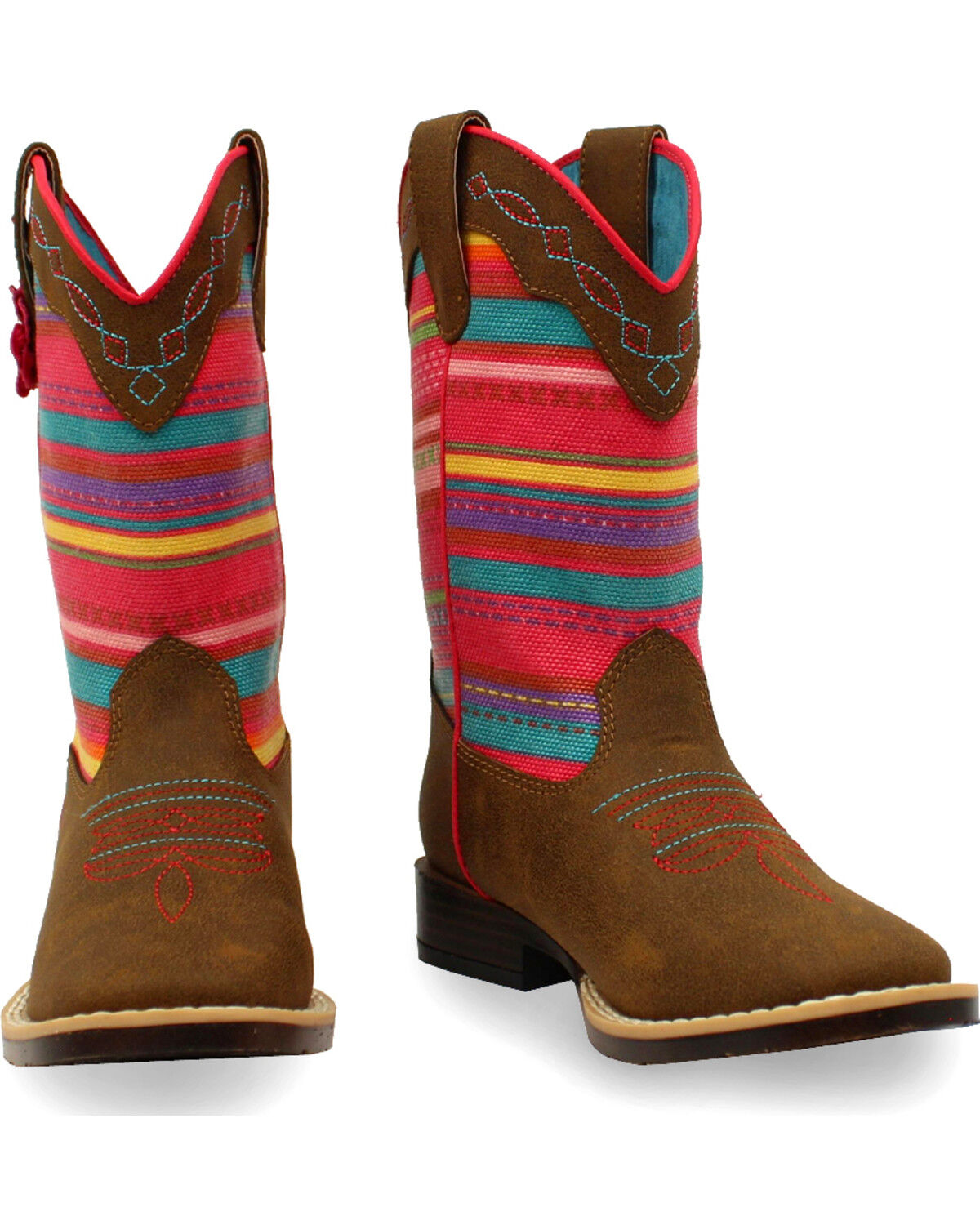 Image #2 - Blazin Roxx Girls' Camilla Serepa Boots - Square Toe, Medium Brown, hi-res