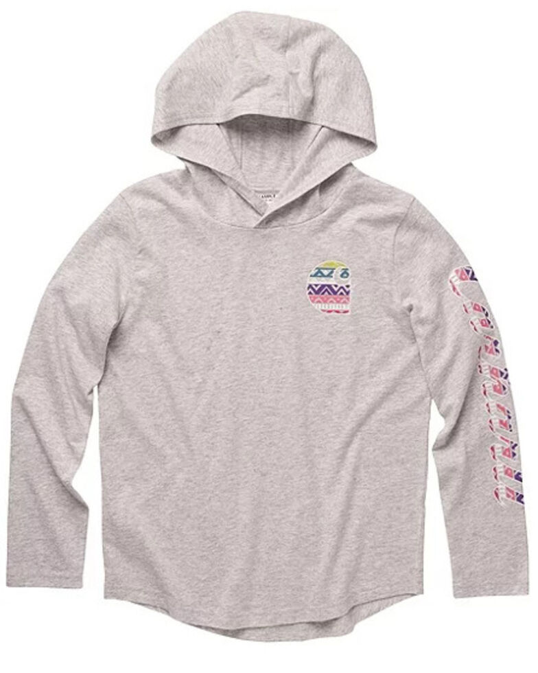 Carhartt Toddler Girls' Grey Southwestern Print Logo Sleeve Hooded T-Shirt , Grey, hi-res