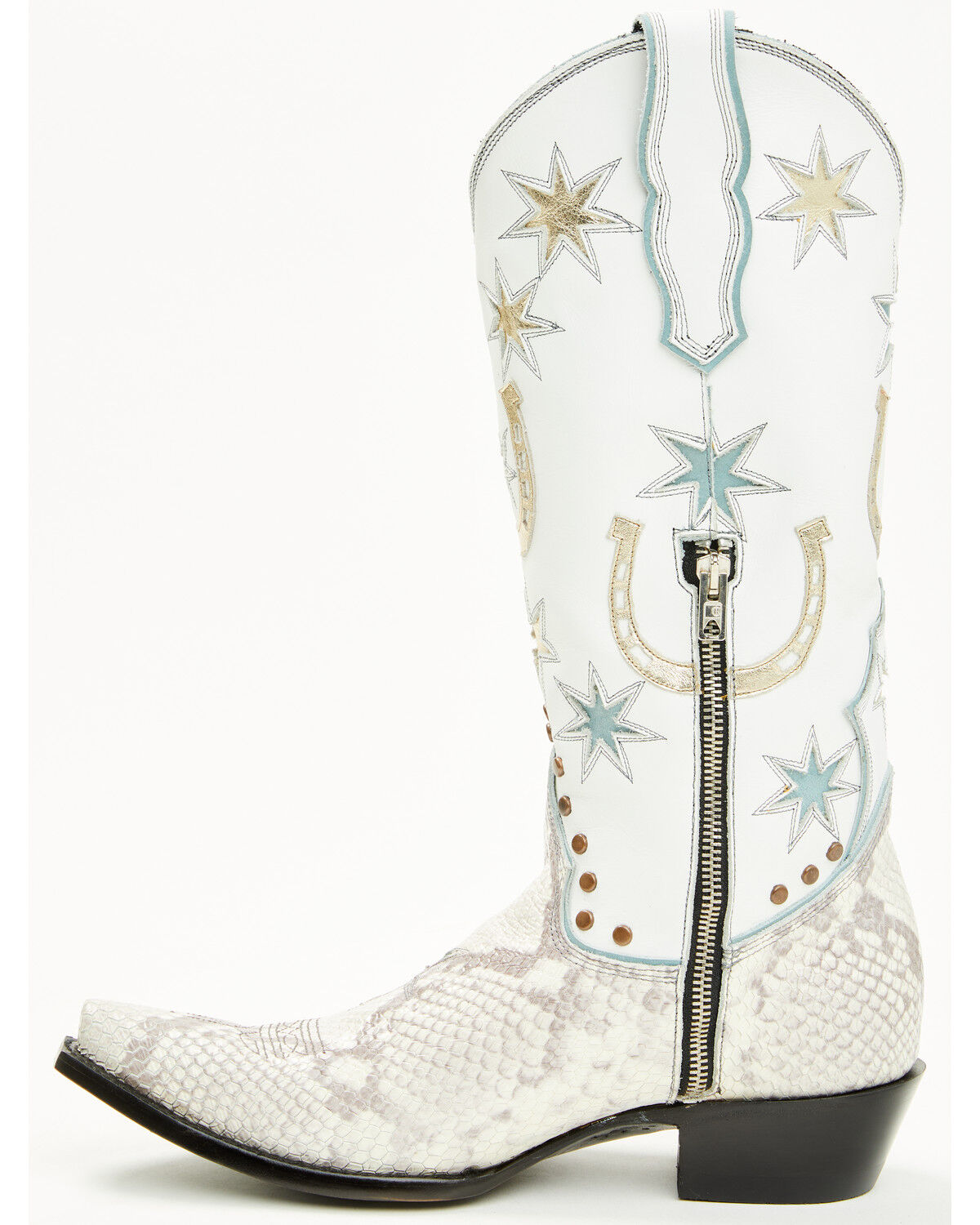 Image #3 - Old Gringo Women's Lucky Star Exotic Python Tall Western Boots - Snip Toe, White, hi-res