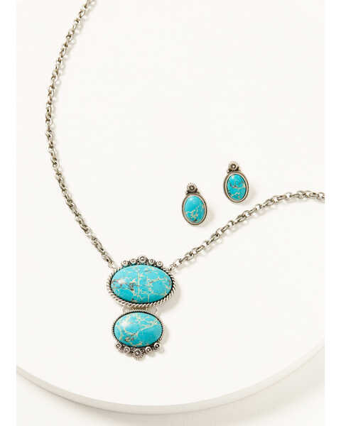 Shyanne Women's Moonbeam Turquoise Stone Necklace & Earrings Jewelry Set, Turquoise, hi-res