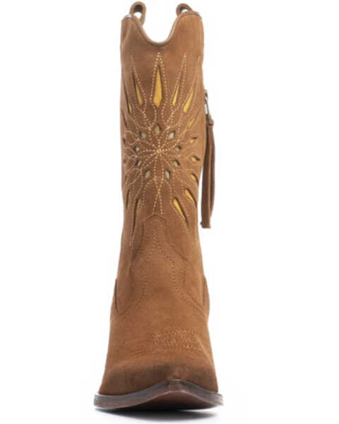 Image #3 - Golo Women's Contrasting Inlaid Sun Western Boots - Pointed Toe, Camel, hi-res