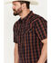 Image #2 - Moonshine Spirit Men's Strummin Plaid Print Short Sleeve Western Snap Shirt, Navy, hi-res